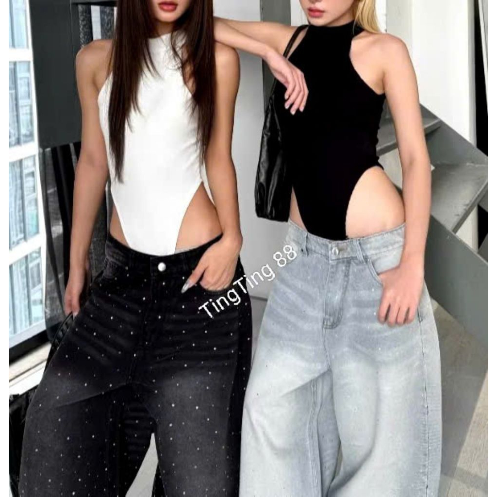 Bodysuit cổ yếm 2 lớp, có mút ngực áo kiểu liền thân đi biển đi chơi tôn dáng sexy TingTing 88