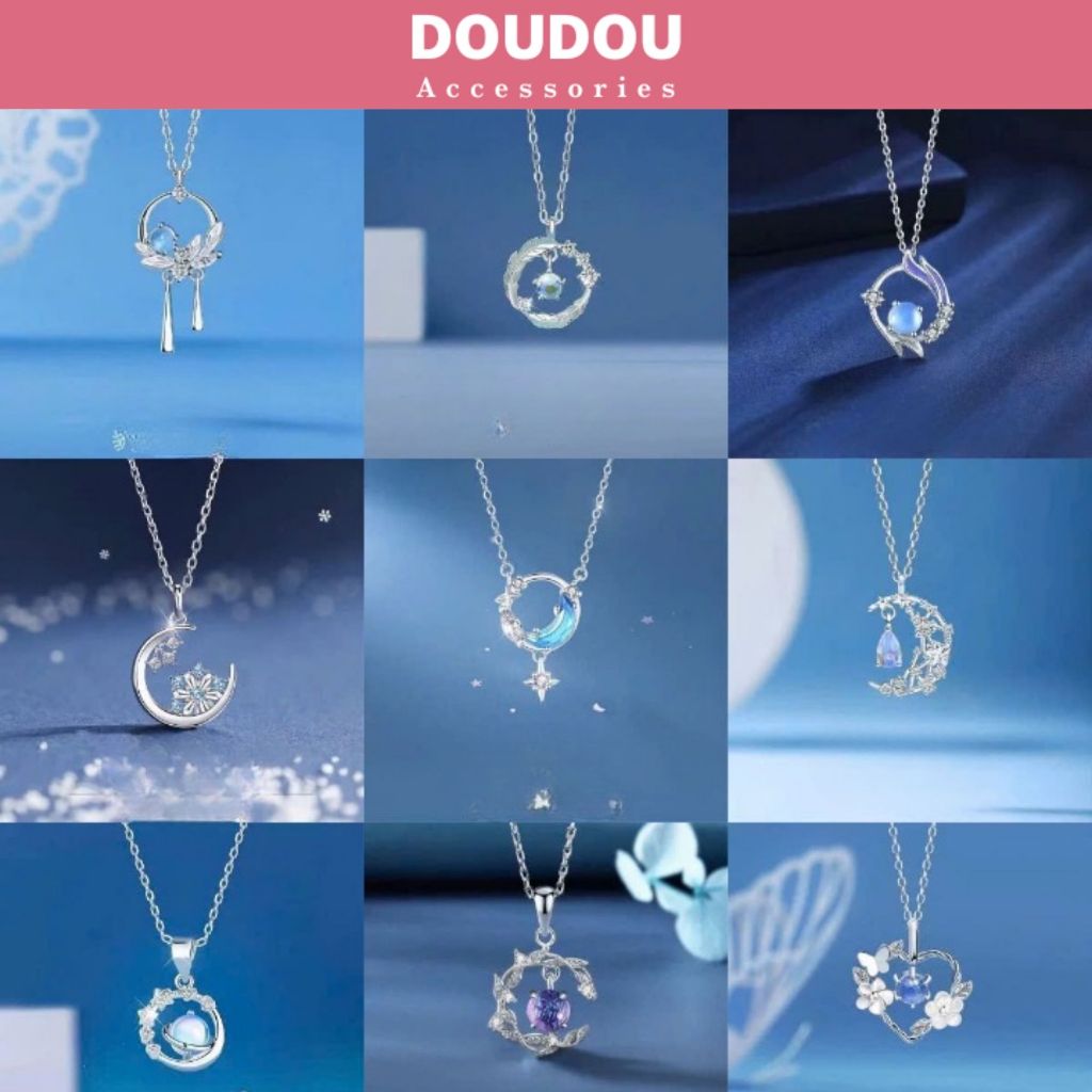 (TITAN KHÔNG ĐEN) Dây chuyền nữ Doudou Vòng cổ xanh lam phong cách Hàn Quốc Choker titan XL029