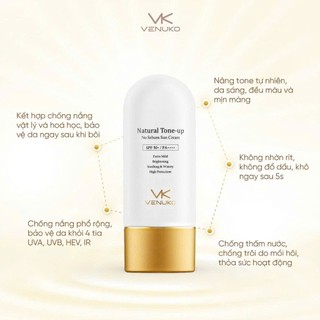 Kem Chống Nắng Venuko Natural Tone-up SPF50+ PA++++ | Nâng Tone Tự Nhiên | Không Nhờn Rít | Chống UVA UVB HEV IR, có hũ