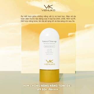 Kem Chống Nắng Venuko Natural Tone-up SPF50+ PA++++ | Nâng Tone Tự Nhiên | Không Nhờn Rít | Chống UVA UVB HEV IR, có hũ