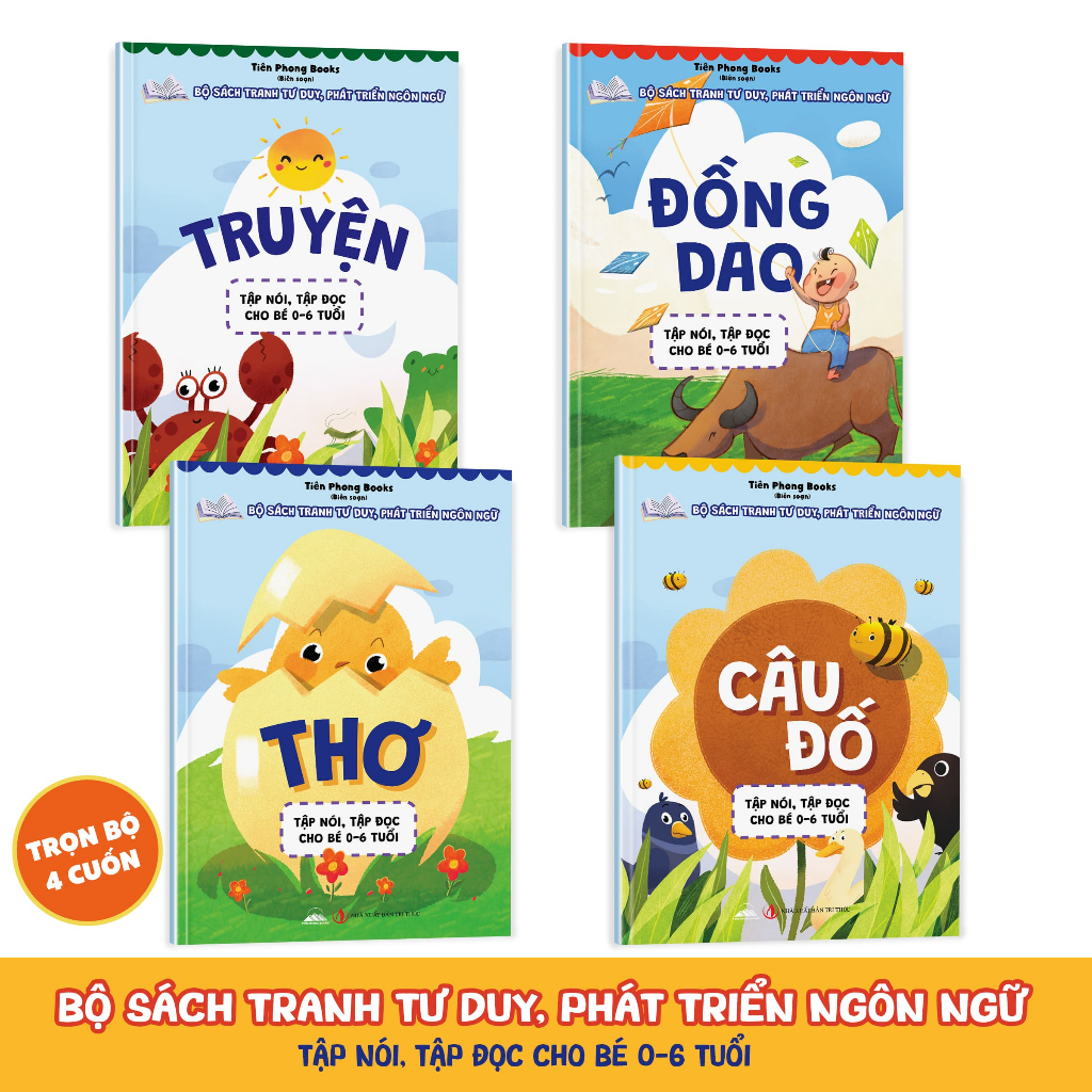 Sách - Combo 4 Quyển Thơ, Truyện, Đồng Dao, Câu Đố - Tập Nói Tập Đọc Cho Bé 0-6 Tuổi