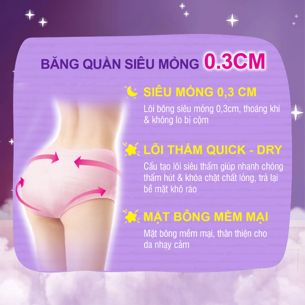 Băng vệ sinh quần Diana Comfy Night Mỏng Thoáng M-L 18 Miếng/Gói