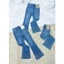 Quần jeans Nữ Lưng cao Ống Loe Dài Thêu Và Đính Đá Tôn Dáng Thời trang Lai Tua