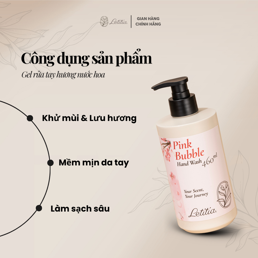 Nước Rửa Tay Honey Apricot - Letitia 3 Tầng Hương Thơm Giúp Thanh mát, Thư Giãn Size 460ml