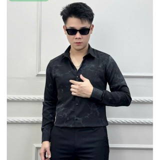 Áo sơ mi nam luxury cao cấp dài tay họa tiết vệt loang mã  31355