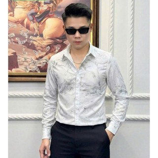Áo sơ mi nam luxury cao cấp dài tay họa tiết vệt loang mã  31355
