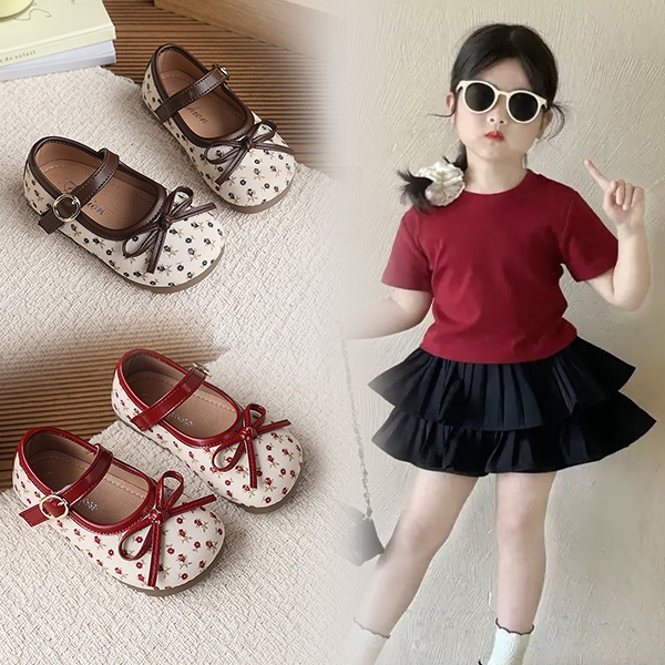 BellaNeman Mẫu giày da mới cho bé gái, giày lười thời trang có nơ, giày công chúa