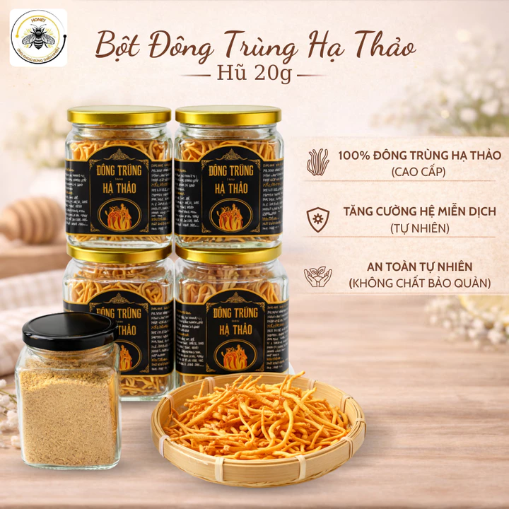 Bột Đông Trùng Hạ Thảo Thiên Nhiên Hũ 20gr Đông Trùng Hạ Thảo Tăng Cường Thể Trạng Đề Kháng Tốt