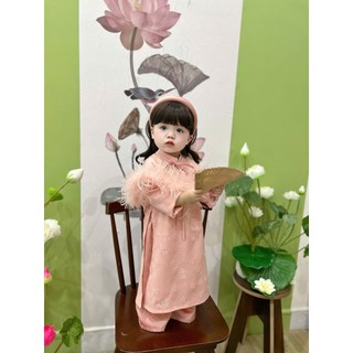 Áo dài ChoiChuu kèm choàng màu hồng cho bé gái mặc đám cưới đám hỏi