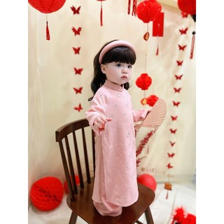 Áo dài ChoiChuu kèm choàng màu hồng cho bé gái mặc đám cưới đám hỏi