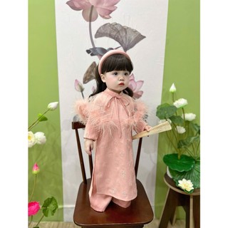Áo dài ChoiChuu kèm choàng màu hồng cho bé gái mặc đám cưới đám hỏi