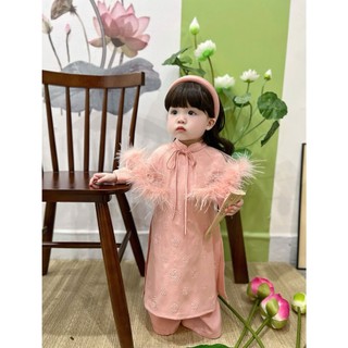 Áo dài ChoiChuu kèm choàng màu hồng cho bé gái mặc đám cưới đám hỏi