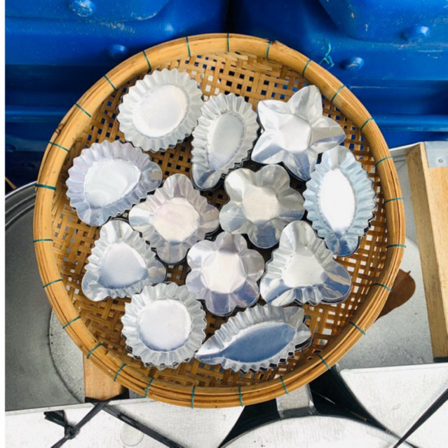 khuôn nhôm đổ bánh bò - size nhỏ 10 cái ( 1 bọc ) được chọn mẫu, khuôn mỏng mau chín bánh