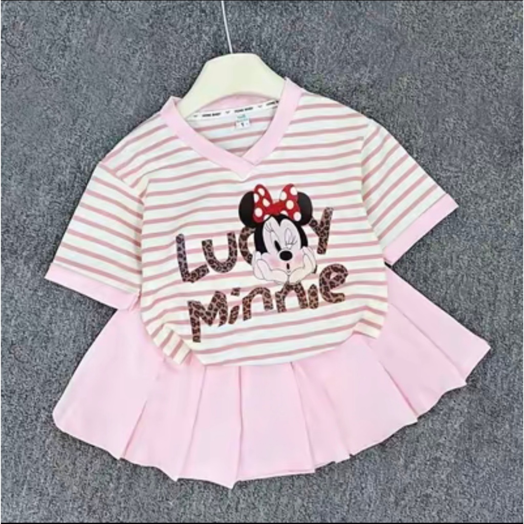 SÉT VÁY XẾP LY BÉ GÁI IN HÌNH CHUỘT  MICKY CHẤT MỀM MẠI CO GIÃN 4 CHIỀU sz 10-42kg