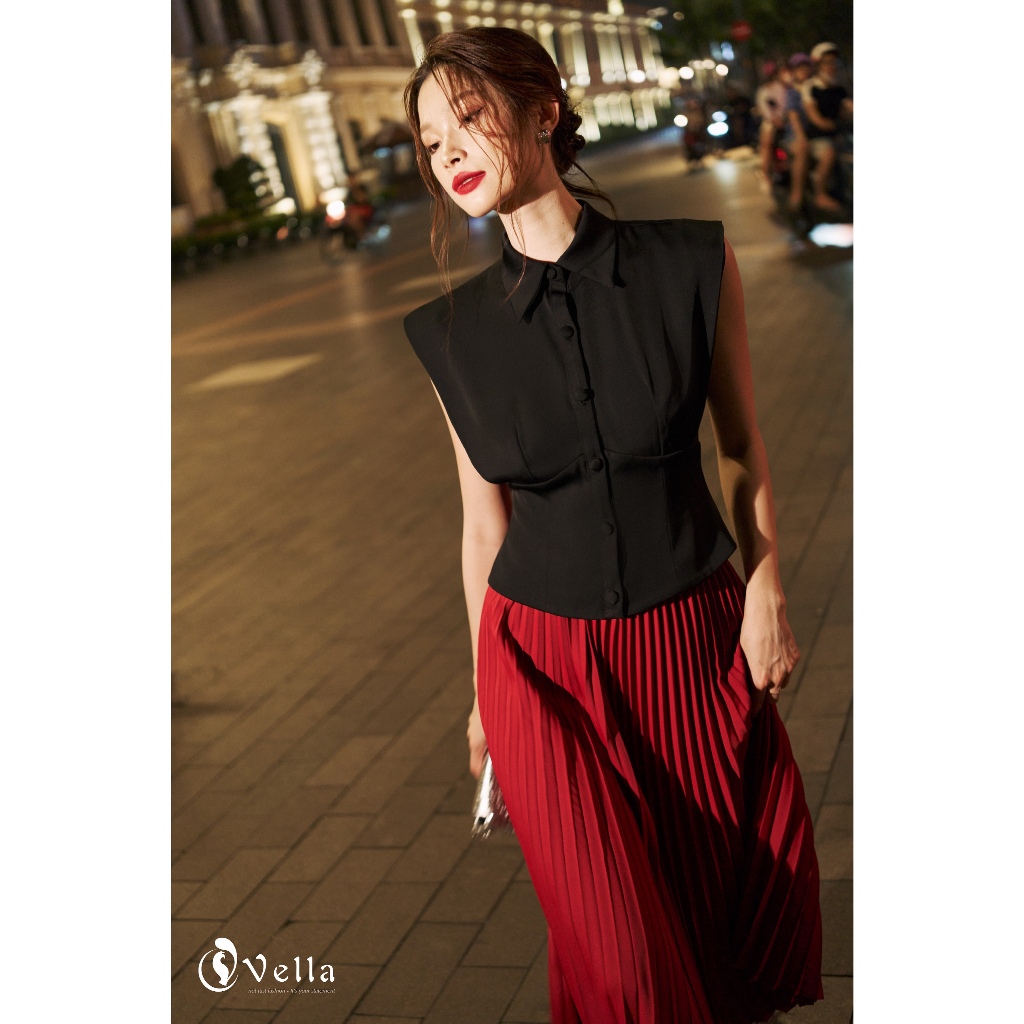 Áo peplum đen che bụng tôn dáng – đồ dự tiệc sang trọng nữ Vella VA24116