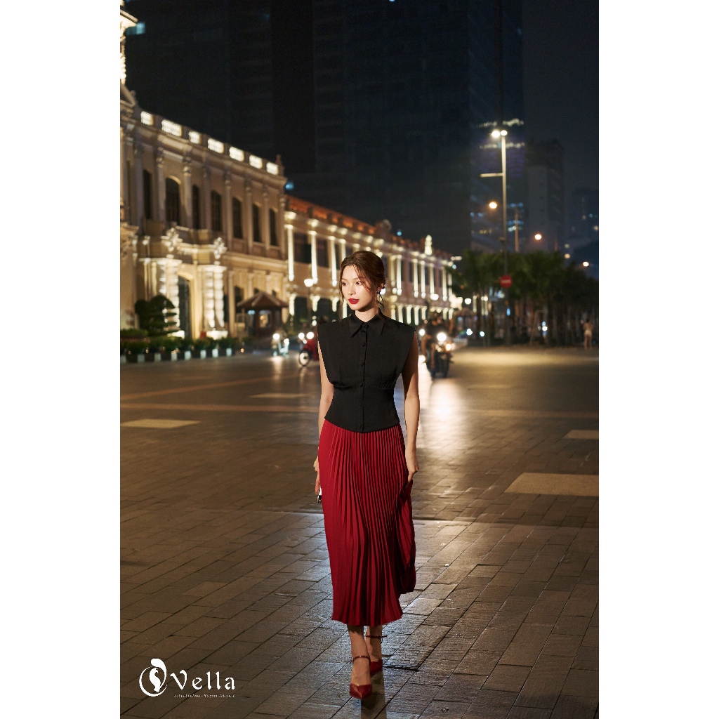 Áo peplum đen che bụng tôn dáng – đồ dự tiệc sang trọng nữ Vella VA24116