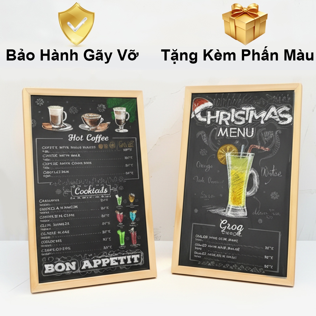 Bảng Đen Menu Cafe ,Nhà Hàng Tặng Kèm Phấn Màu  - Bảng Đen Decor Quán , Cửa Hàng - Bảng Dạy Học