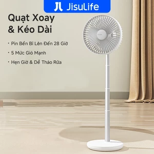 Quạt bàn JisuLife, pin 8000mAh, dùng 28h, sạc được, có thể kéo dài, quạt sàn đứng