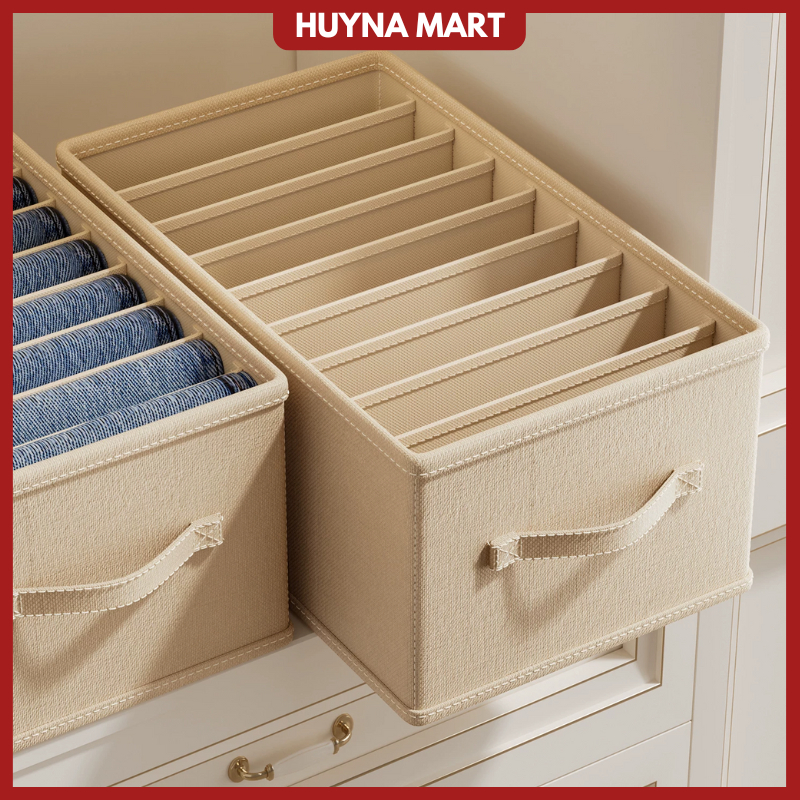 (Giặt được) Hộp đựng quần áo chia ngăn 0-7-9 ngăn, vải Cation/Cotton cao cấp, khung bảng PP đứng form TD50