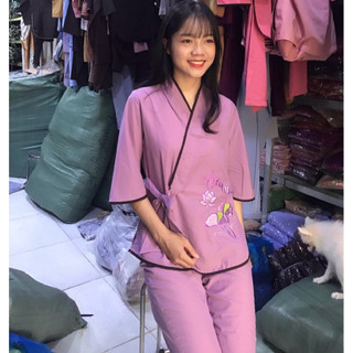 Nhật Nơ Phối Thêu Hoa Nữ # Đồ Lam Đi Chùa