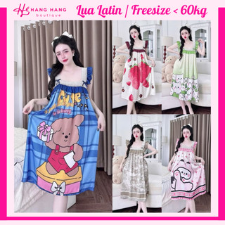 Đầm váy ngủ 2 dây cánh tiên lụa mềm mịn mát thiết kế xòe rộng 65V04, váy đầm đồ ngủ nữ mặc nhà dễ thương sang chảnh