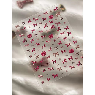 Sticker ngựa hồng tết 5d - sticker dán móng mã YT7696