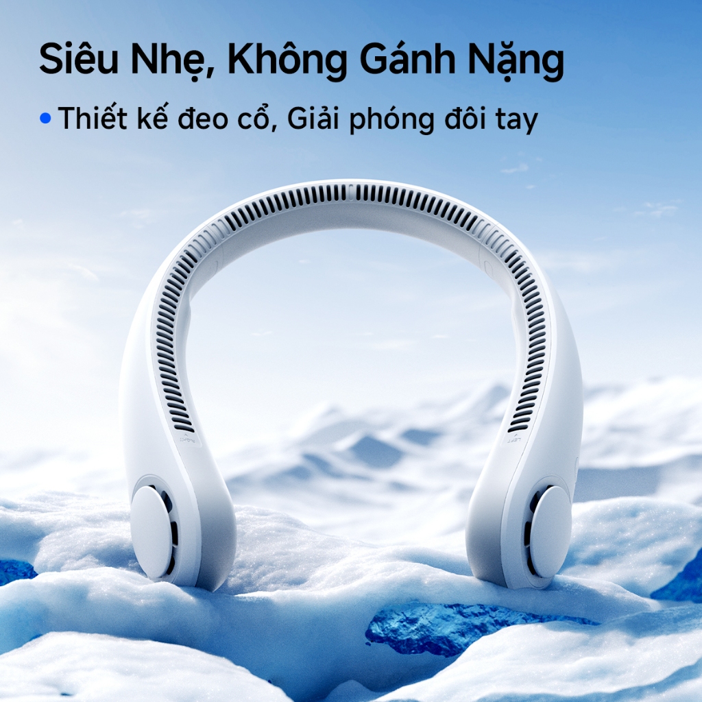 Quạt đeo cổ JisuLife 3, pin bền, 3 cấp gió, gọn nhẹ, tiện du lịch, ngoài trời, dùng hàng ngày