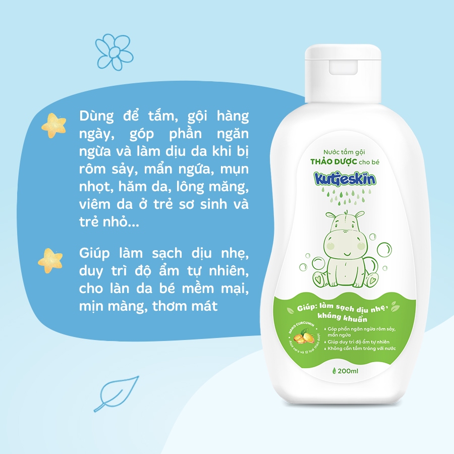 Nước tắm gội thảo dược cho bé Kutieskin 200ml/ 500ml