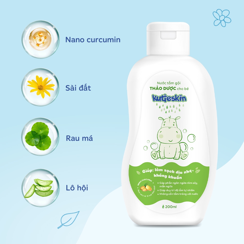 Nước tắm gội thảo dược cho bé Kutieskin 200ml/ 500ml