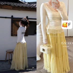 Chân váy voan tầng xoè