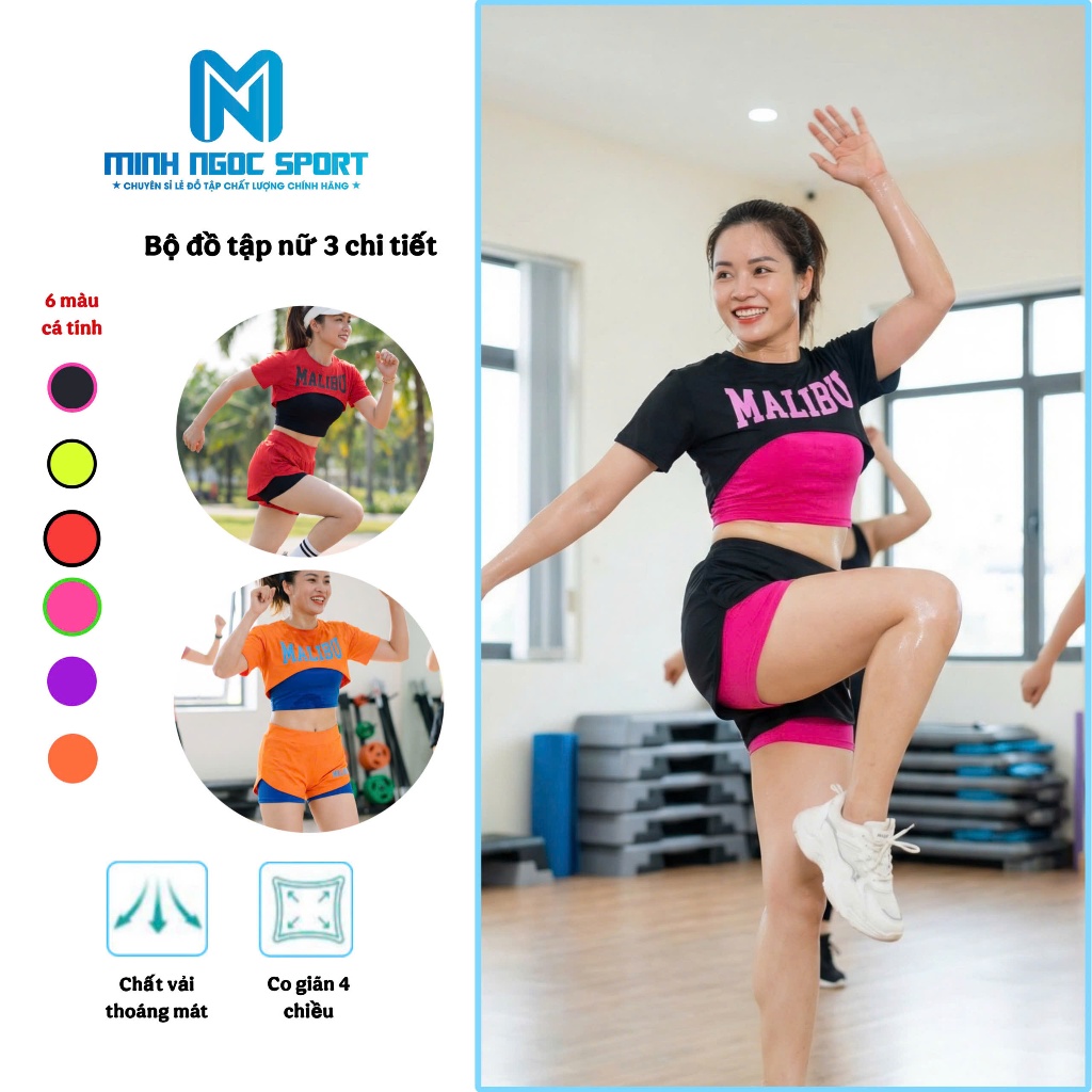 Bộ tập gym yoga aerobic nữ, bộ 3 chi tiết, co dãn bốn chiều, bộ tập thể thao nữ TS-03