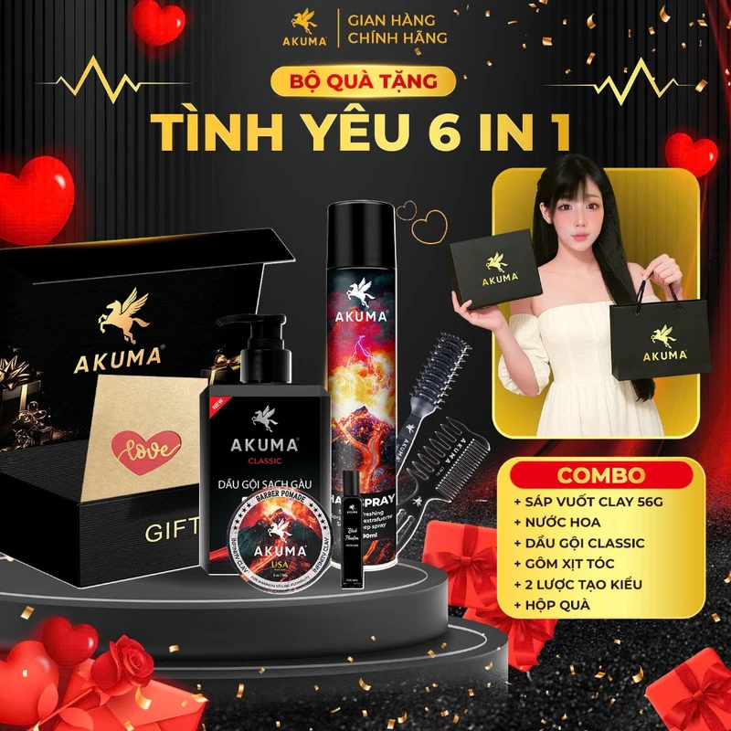 Combo Hộp Quà Hạnh Phúc AKUMA Quà Tặng Cao Cấp Tạo Kiểu Tóc, Sang Trọng Và Lịch Lãm, Khẳng Định Chất Nam Tính — ảnh 1