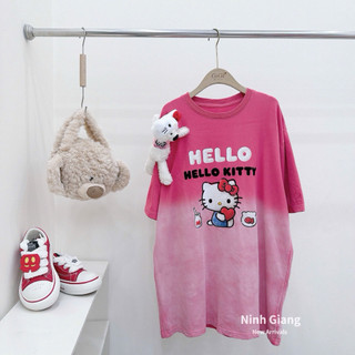Áo Phông Loang Hồng Gấu 13De Marzo Kitty Chữ Nhung QC