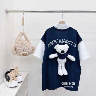 Áo Sơ Mi Cộc Tay Gấu 13De Marzo Pha Gile Kèm Cà Vạt QC