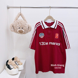 Áo Phông Gấu 13De Marzo Polo Kẻ Thể Thao Khoá Ngực QC