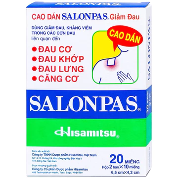 Cao dán Salonsip - Cao dán Salonpas - Cao dán Ecosip - Giúp đau vai, đau lưng