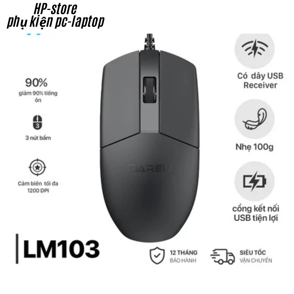 Chuột Máy Tính Có Dây DareU LM103 - Dành Cho Văn Phòng Kết nối USB, Giá Rẻ Hàng Chính Hãng - BH 24T