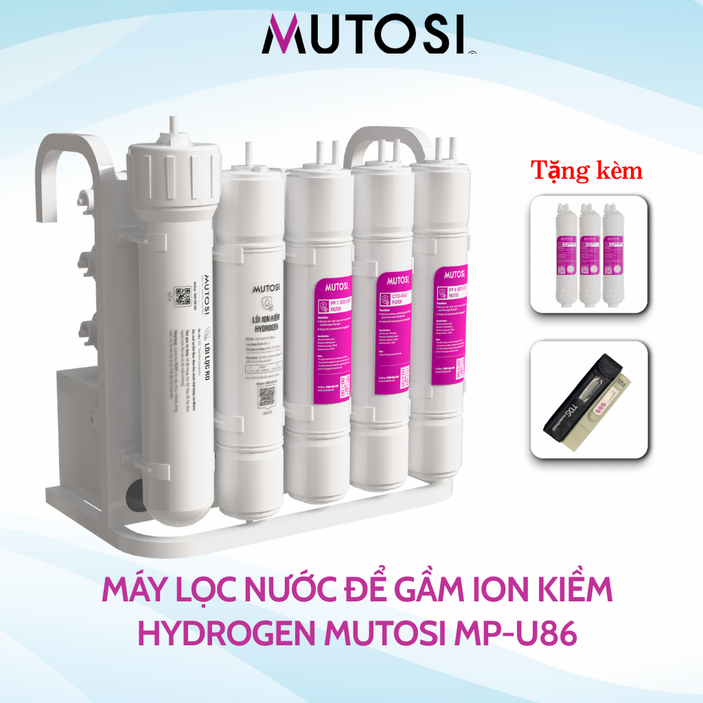 Máy Lọc Nước Để Gầm Ion Kiềm Hydrogen MUTOSI MP-U86, Hàng Chính Hãng Bảo Hành 3 Năm