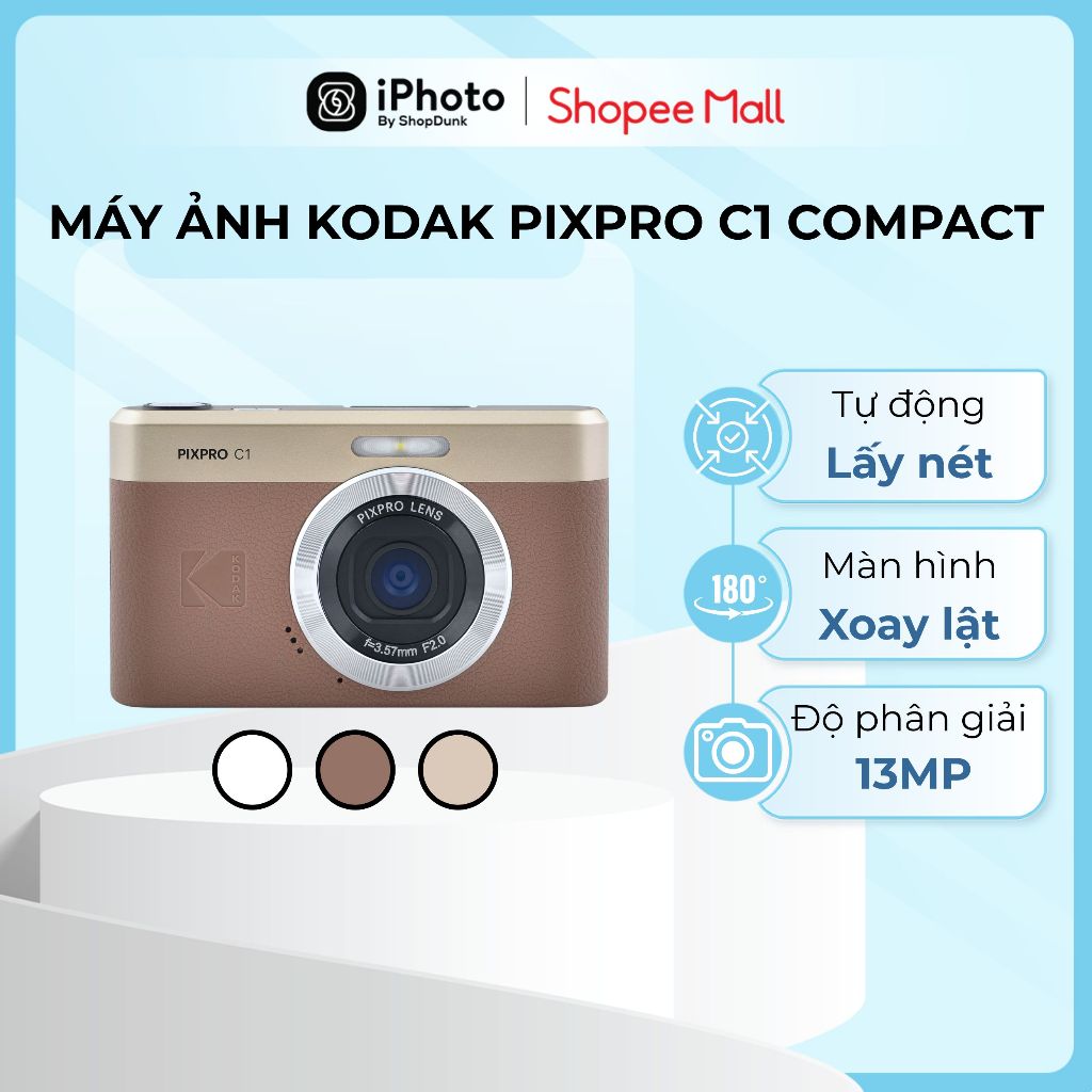 Máy Ảnh Compact Kodak Pixpro C1 Màn Hình Lật LCD 2.8 inch, Khẩu Độ Rộng, Bảo Hành 12 Tháng