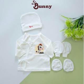 Combo xịn xò 3 áo cột dây Bunny kèm 3 set mũ vớ tất cho bé 3-5kg