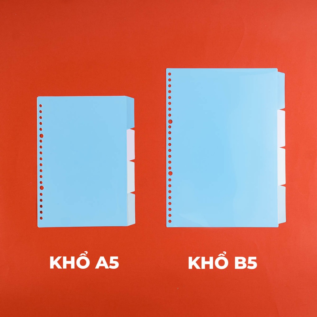 Set 4 Tab Phân Trang Sổ Còng A5 B5, Bìa Phân Trang, Nội Dung Tiện Lợi, Màu Patel, Bìa Nhựa Chống Nước Classmate