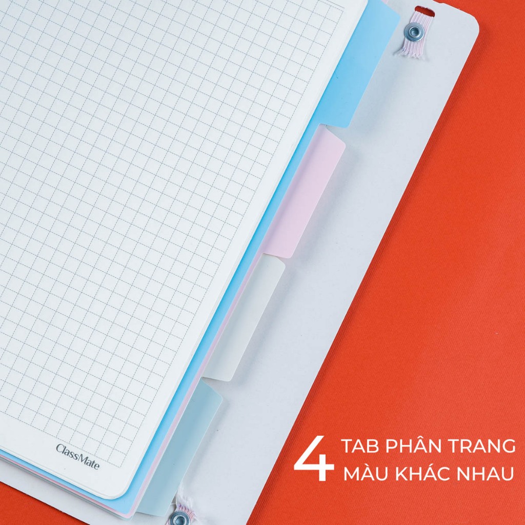 Set 4 Tab Phân Trang Sổ Còng A5 B5, Bìa Phân Trang, Nội Dung Tiện Lợi, Màu Patel, Bìa Nhựa Chống Nước Classmate