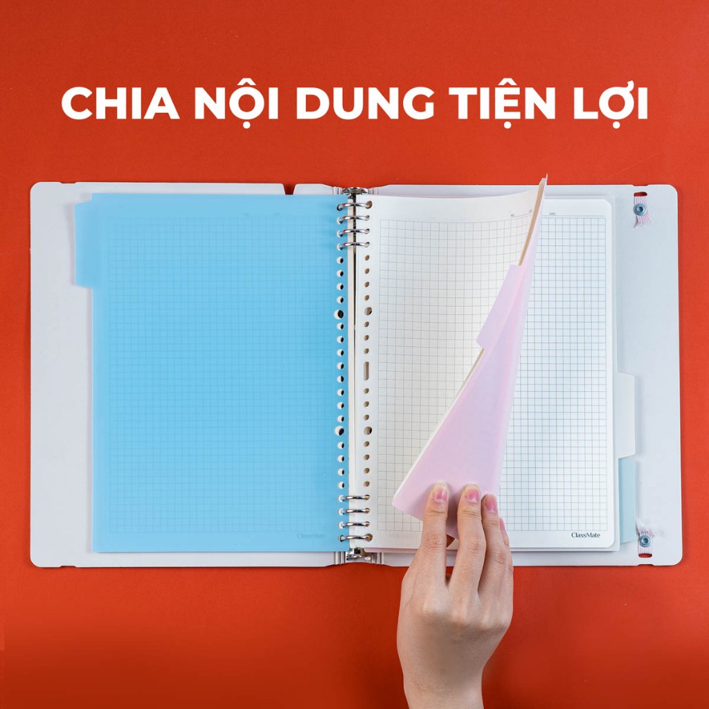 Set 4 Tab Phân Trang Sổ Còng A5 B5, Bìa Phân Trang, Nội Dung Tiện Lợi, Màu Patel, Bìa Nhựa Chống Nước Classmate