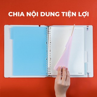 Set 4 Tấm Tab Phân Trang Sổ Còng 4 Màu Pastel Size A5/B5 20 26 Lỗ Bìa Nhựa An Toàn Chống Nước TB001/2