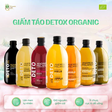 [Tặng 25g muối hồng] Giấm Táo Các Loại Detox Hữu Cơ ANDREA MILANO Có Giấm Cái Aceto Ý Giảm Cân Thải Độc 500ml