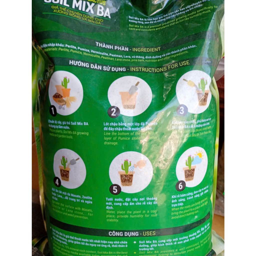 ĐẤT TRỒNG SEN ĐÁ - XƯƠNG RỒNG SOIL MIX BA túi 15DM3 – Tiện dụng, phù hơp với mọi loại cây mọng nước