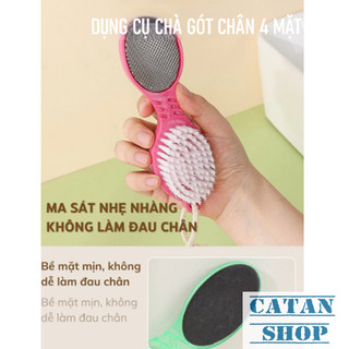 Dụng Cụ Kỳ Gót Chân 4 Mặt Bàn Chải Chà Chân Tẩy Tế Bào Chết Làm Sạch Chai Sần Bàn Chân Tiện Lợi
