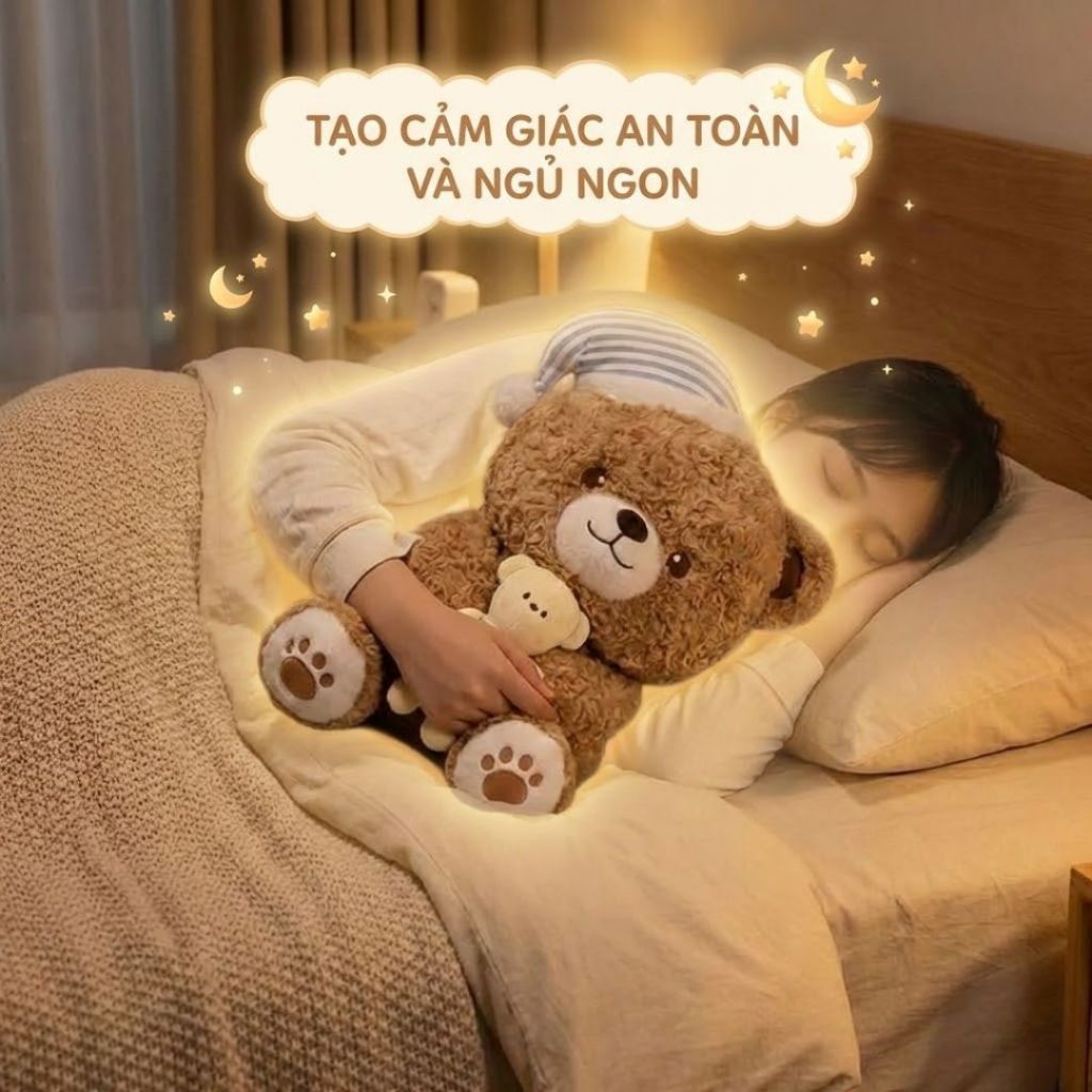 Gấu Bông Teddy Ôm Gấu Đội Mũ Ngủ Dễ Thương, Quà Tặng Gấu Ôm Ngủ Lông Cừu Siêu Mềm Mại Cho Bé Và Bạn Gái