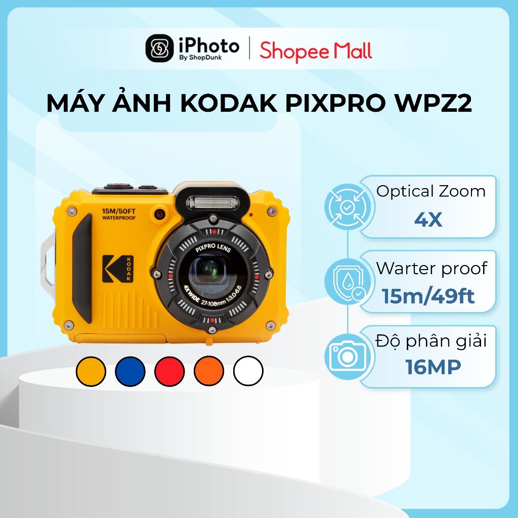 Máy Ảnh Compact PACK Kodak Pixpro WPZ2 Chống Nước, Chống Va Đập, Bảo Hành Chính Hãng