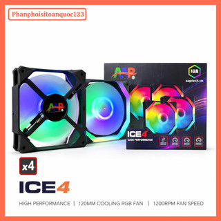 Bộ 4 Quạt Tản Nhiệt ARGB 120mm Kèm Hub ICE4 Remote – Fan RGB Đồng Bộ LED, Tản Nhiệt Mạnh Cho PC Gaming
